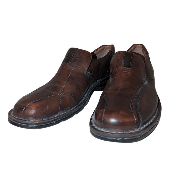Clarks shoes Men's Escalade Step Loafers Brown Leather Slip On Size 11M Casual - Picture 2 of 9